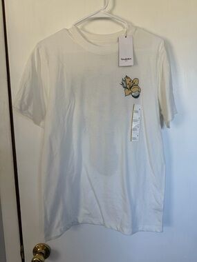 Goodfellow & Co White Short-Sleeve Tee with Yellow Floral Chest Graphic